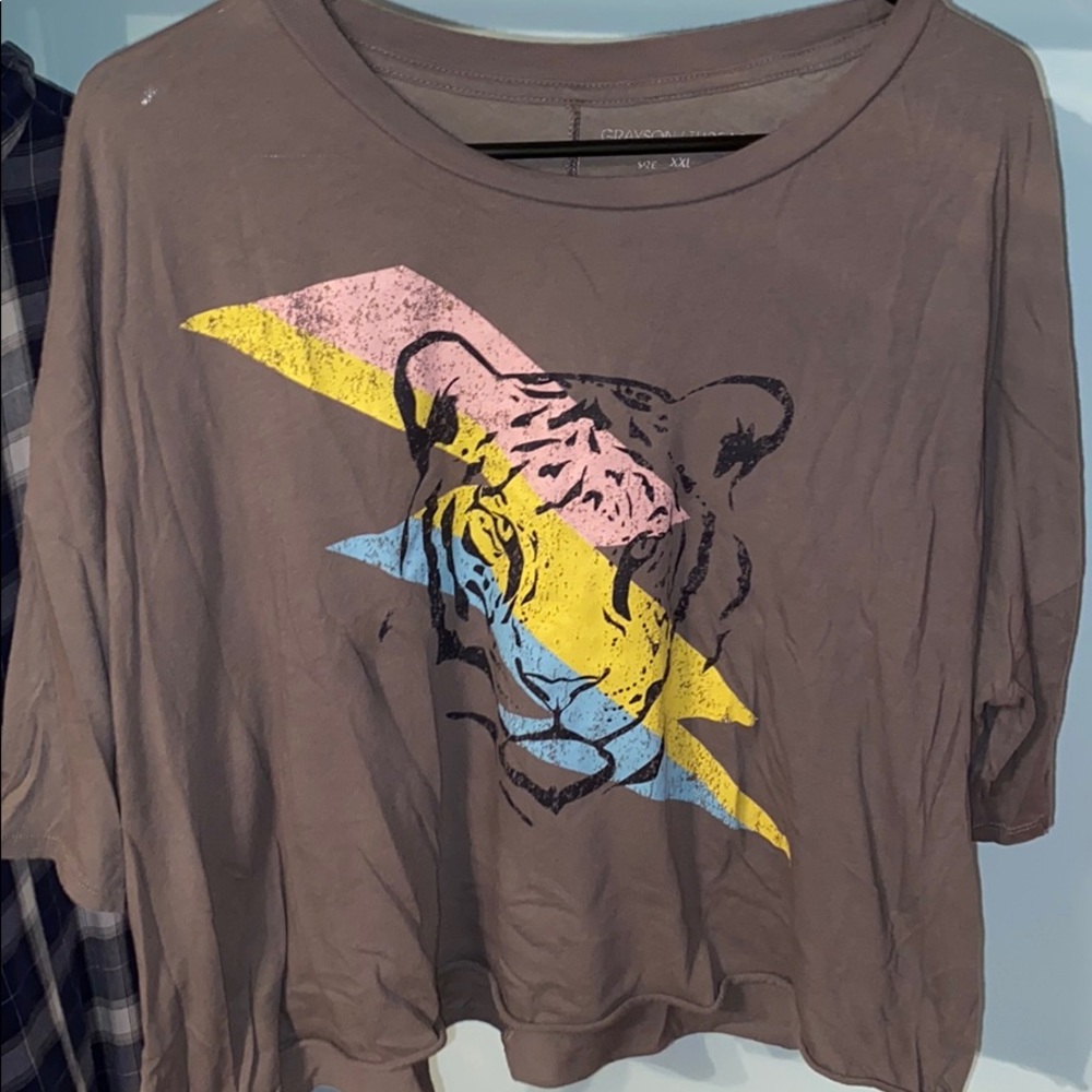 Cute Graphic Tiger Crop Top XXL